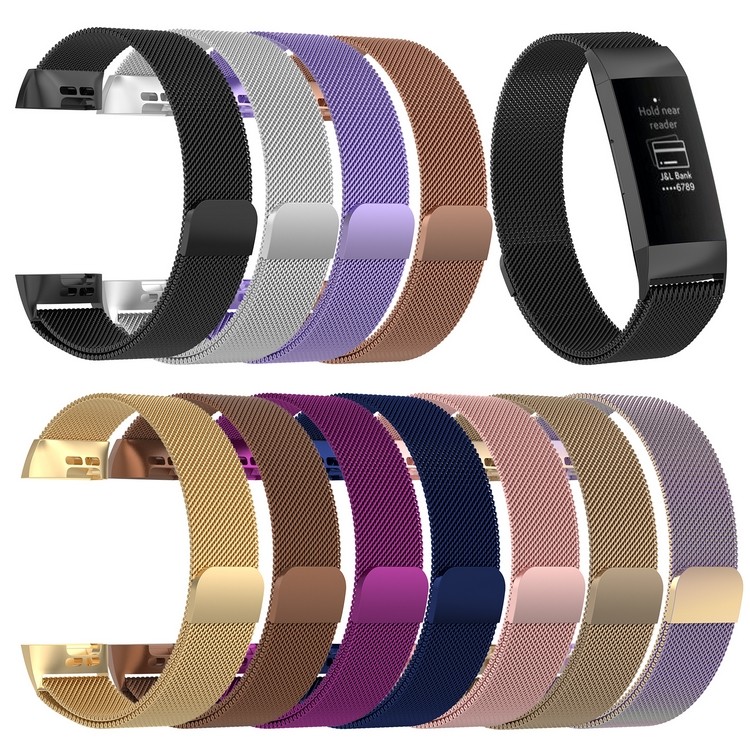Adequado para Fitbit charge3/4 pulseira de relógio pulseira charge4/3/2 aço inoxidável Milan pulseira masculina feminina
