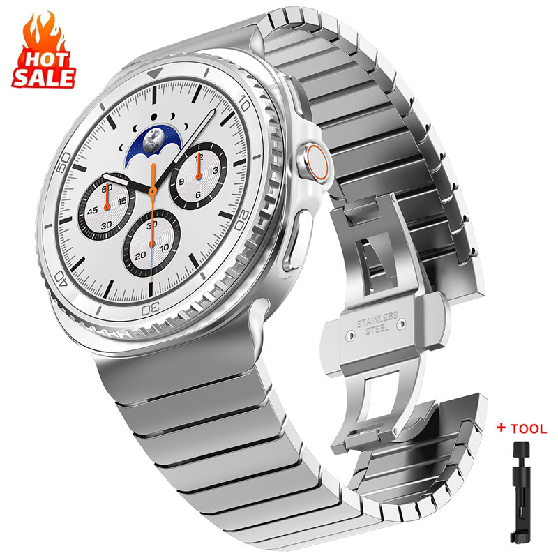 Sem Lacunas Pulseira De Aço Stianless Para Samsung GALAXY Watch 8 40 44mm/8Classic 46mm Link Band Luxo Ultra 47mm 2025 C