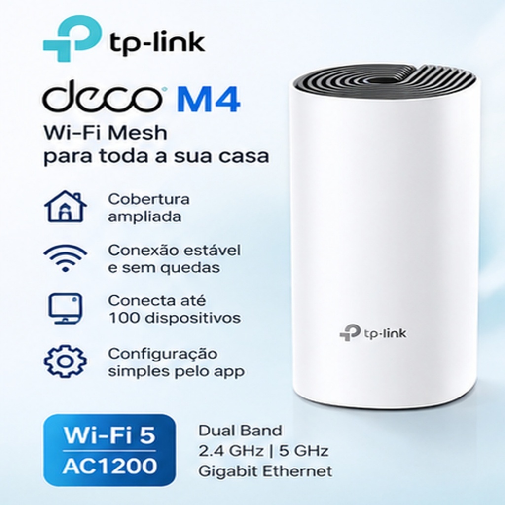 Roteador Wi-Fi Mesh TP-Link Deco M4 AC1200 Dual Band Gigabit 1 Unidade Branco