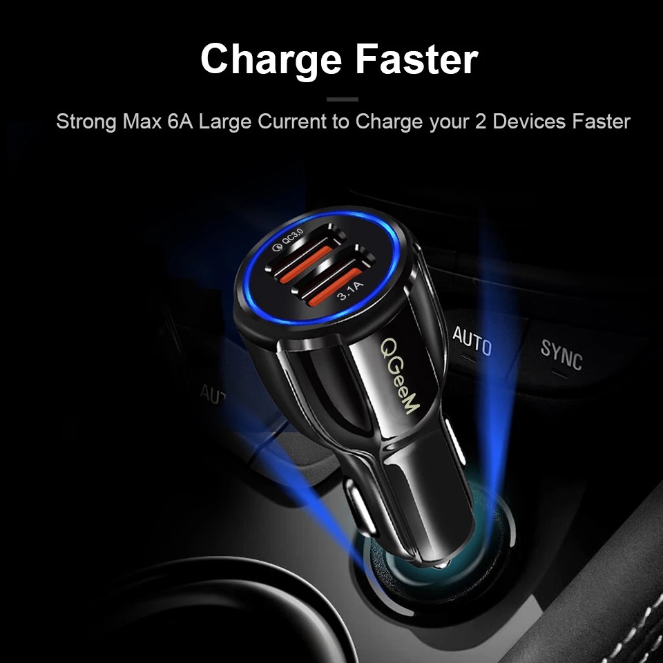 Carregador Turbo Veicular 5v 9v 12v Quick Charge QC 3.0 Dual Usb com Led