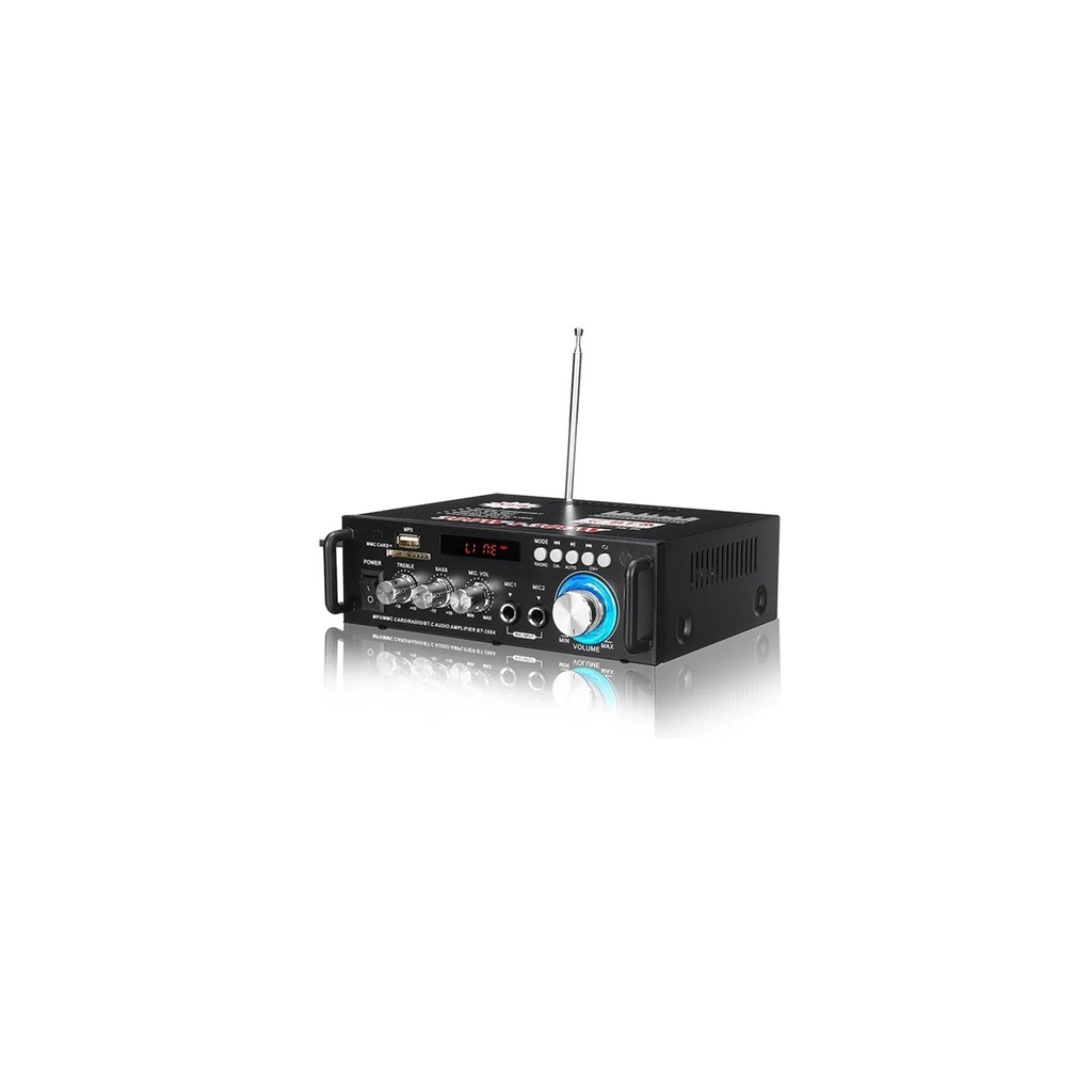 Amplificador De Audio Digital Bt-298a Speakers Usb 12v Preto Max 300wx2 Rms 40wx2 Som Estéreo De Dois canais 12v/220v