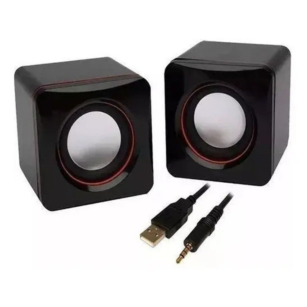 Caixa de Som para PC Mini Digital Speaker D-02A 5W com Fio - Preta