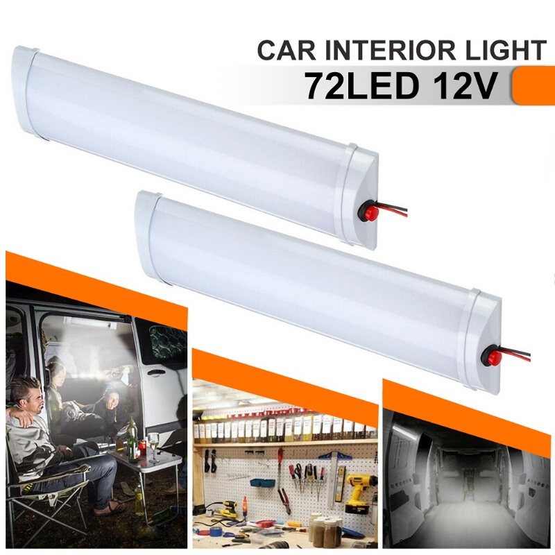 Lâmpada De Transporte Interior De Caminhão 12V/24V Leitura De Instalação De Veículos Ultra-Brilho Luzes Veículo Portátil 72 LED Com Interruptor Van Barra De Luz Montada Em Teto De Carro