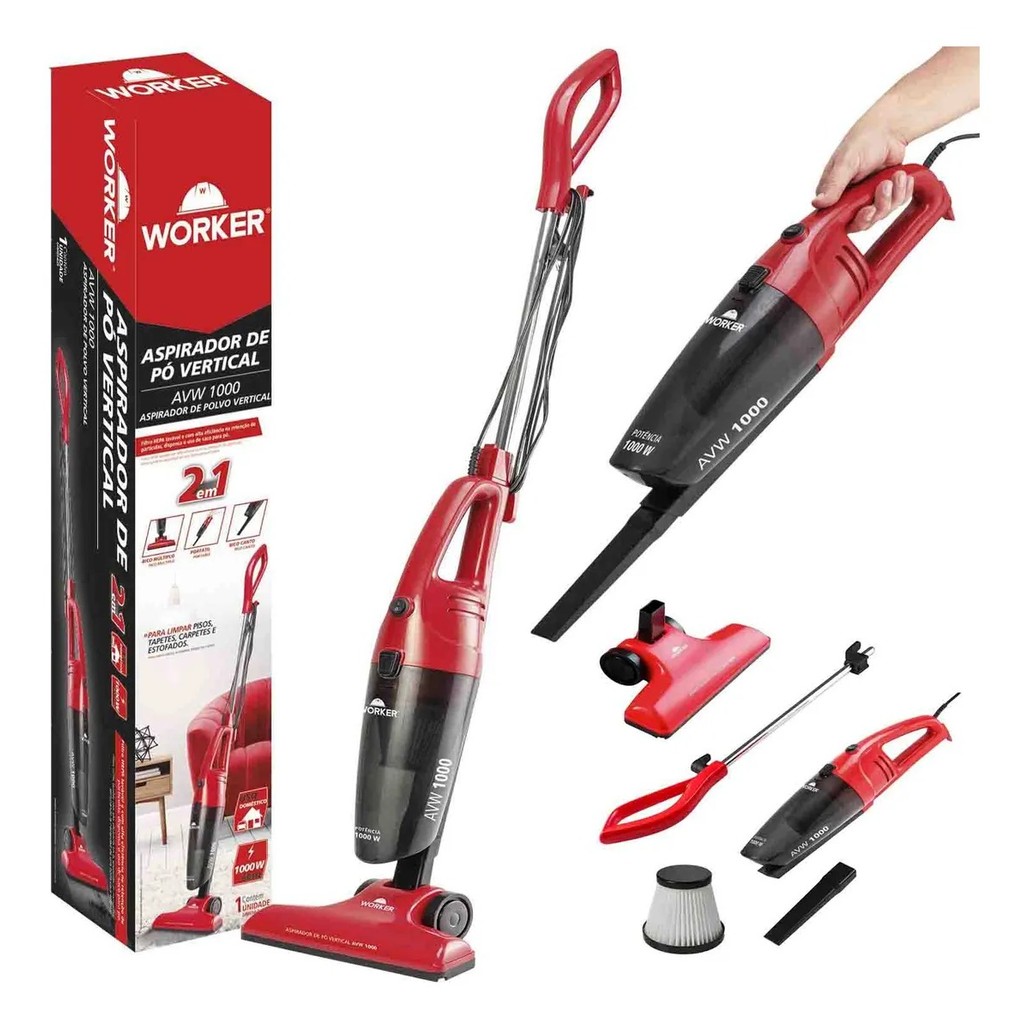 Aspirador De Pó 2 Em 1 Worker 1000w 127v Portátil E Vertical