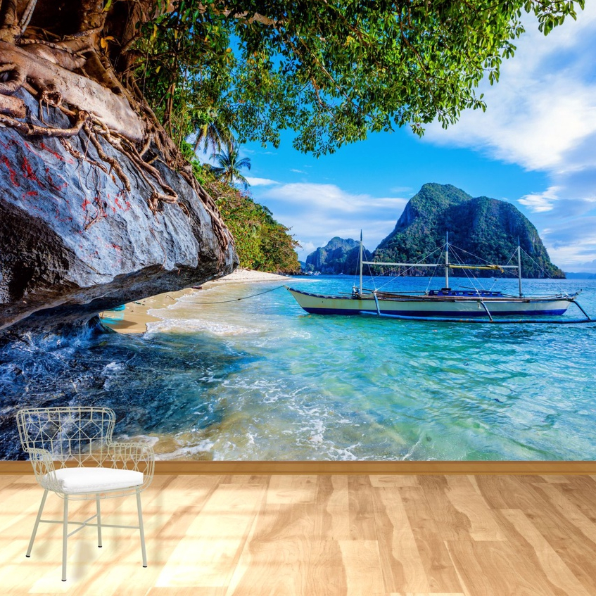 Adesivo de Parede Paisagem Praia m² - SOB MEDIDA - CONSULTE - Mar Montanha Back Drop m² im0150