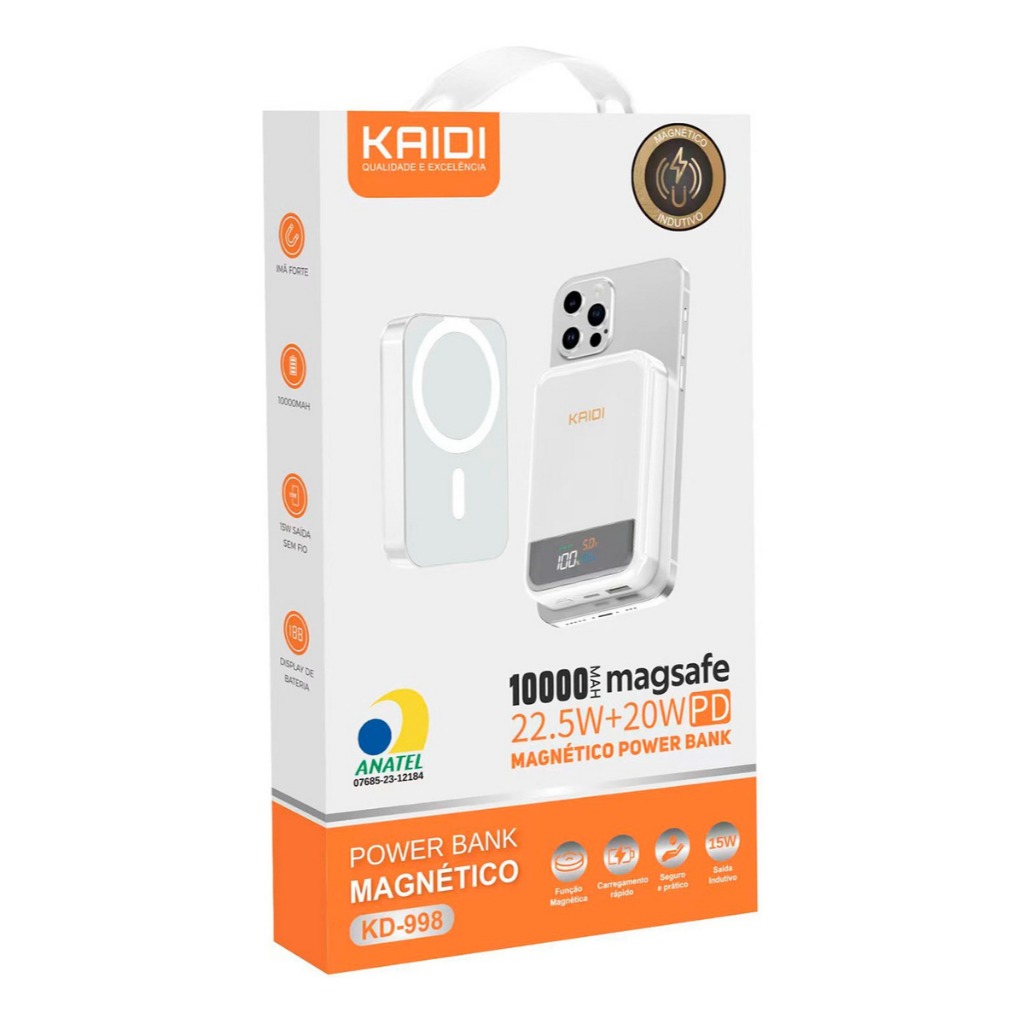 Power Bank Portátil Magnético Magsafe Turbo 10.000mah Kaidi