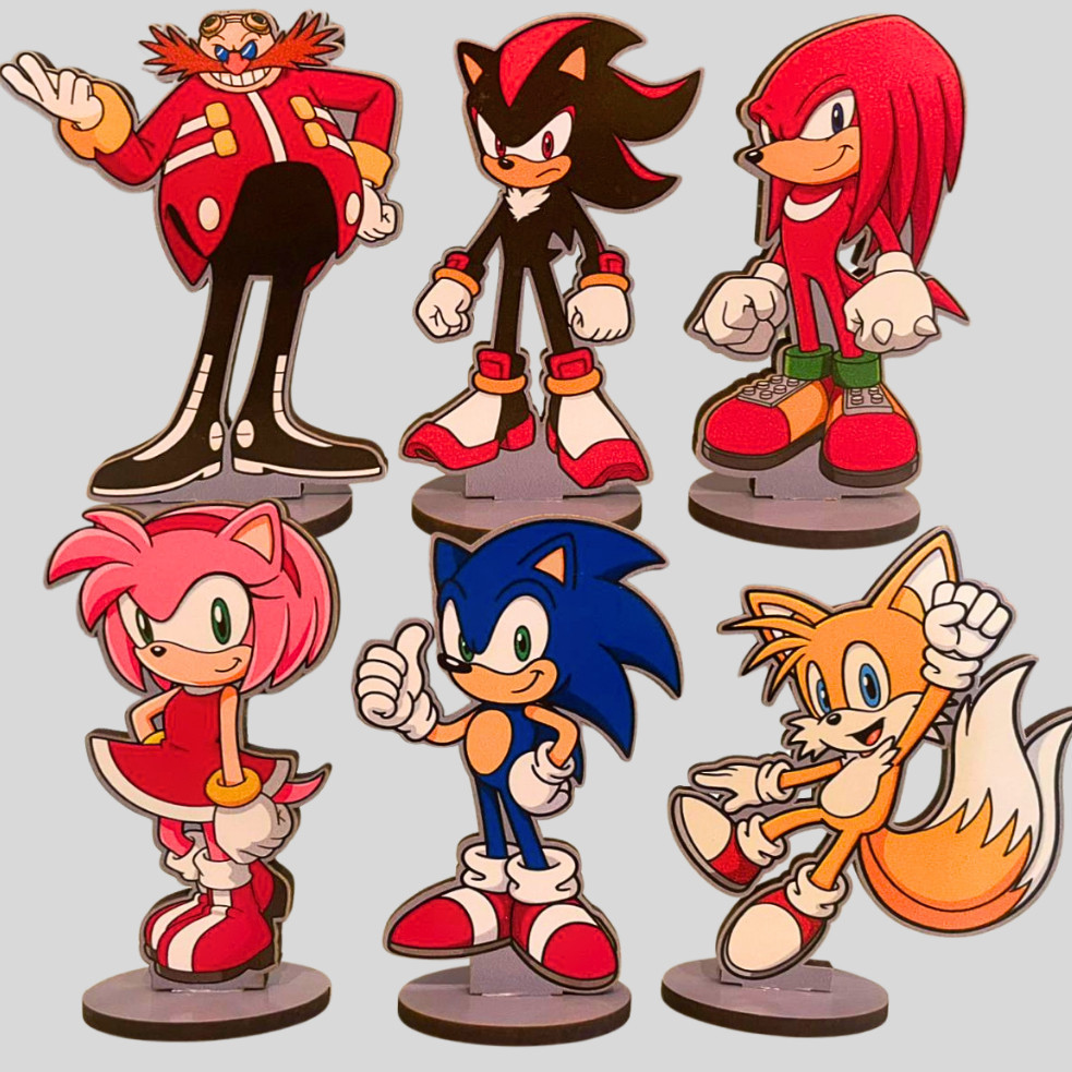 Totem Sonic gamer display filme decoração festa aniversario presente lembrança criança brinquedo mdf