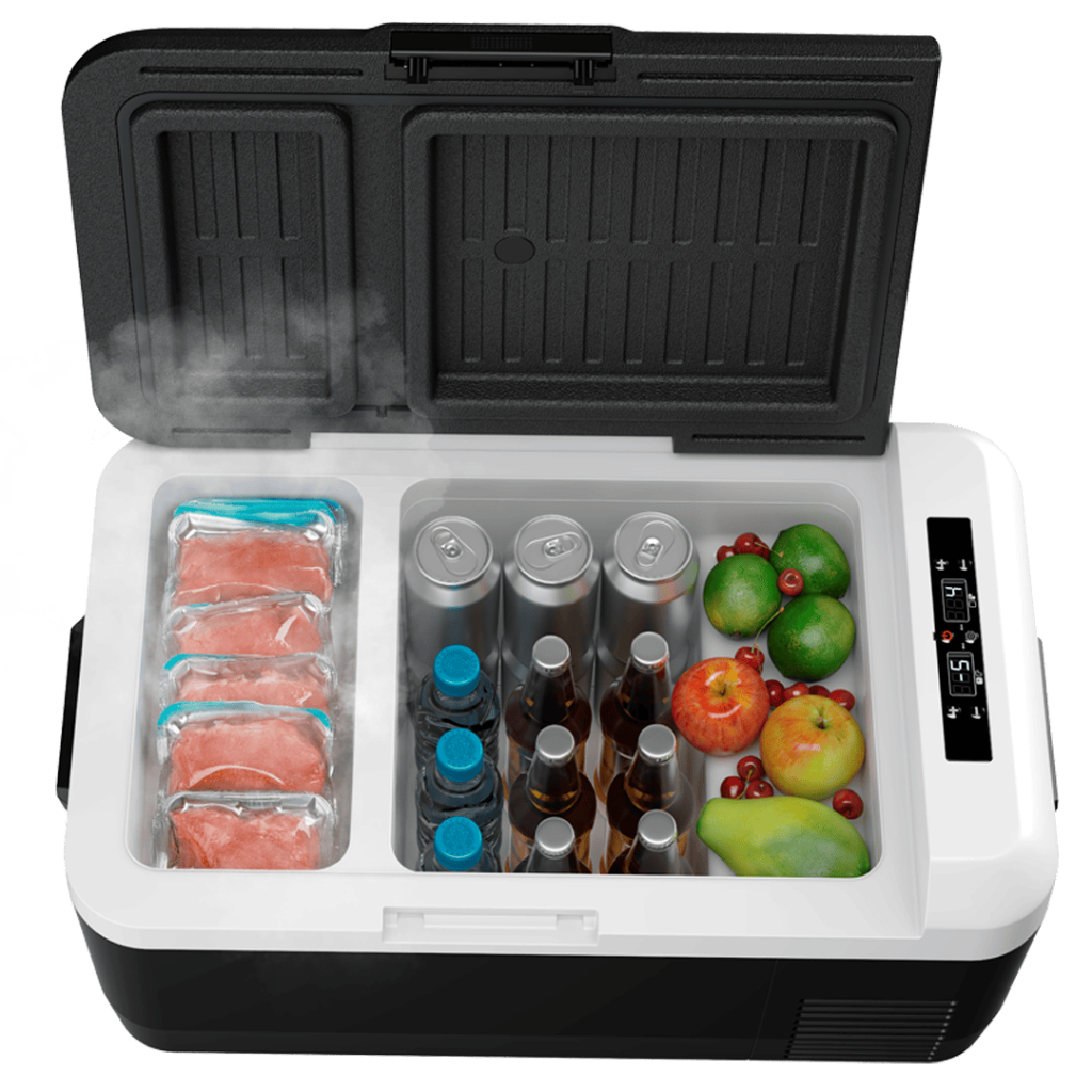 GELADEIRA PORTATIL BLACK 30 LTS DUAL ZONE QUADRIVOLT 12/24/110/220 (ACOMPANHA FONTE)