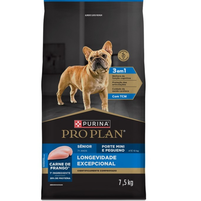 Pro Plan Longevidade Excepcional Cão Sênior 7+ Mini e Pequeno Sabor Frango - 7,5kg