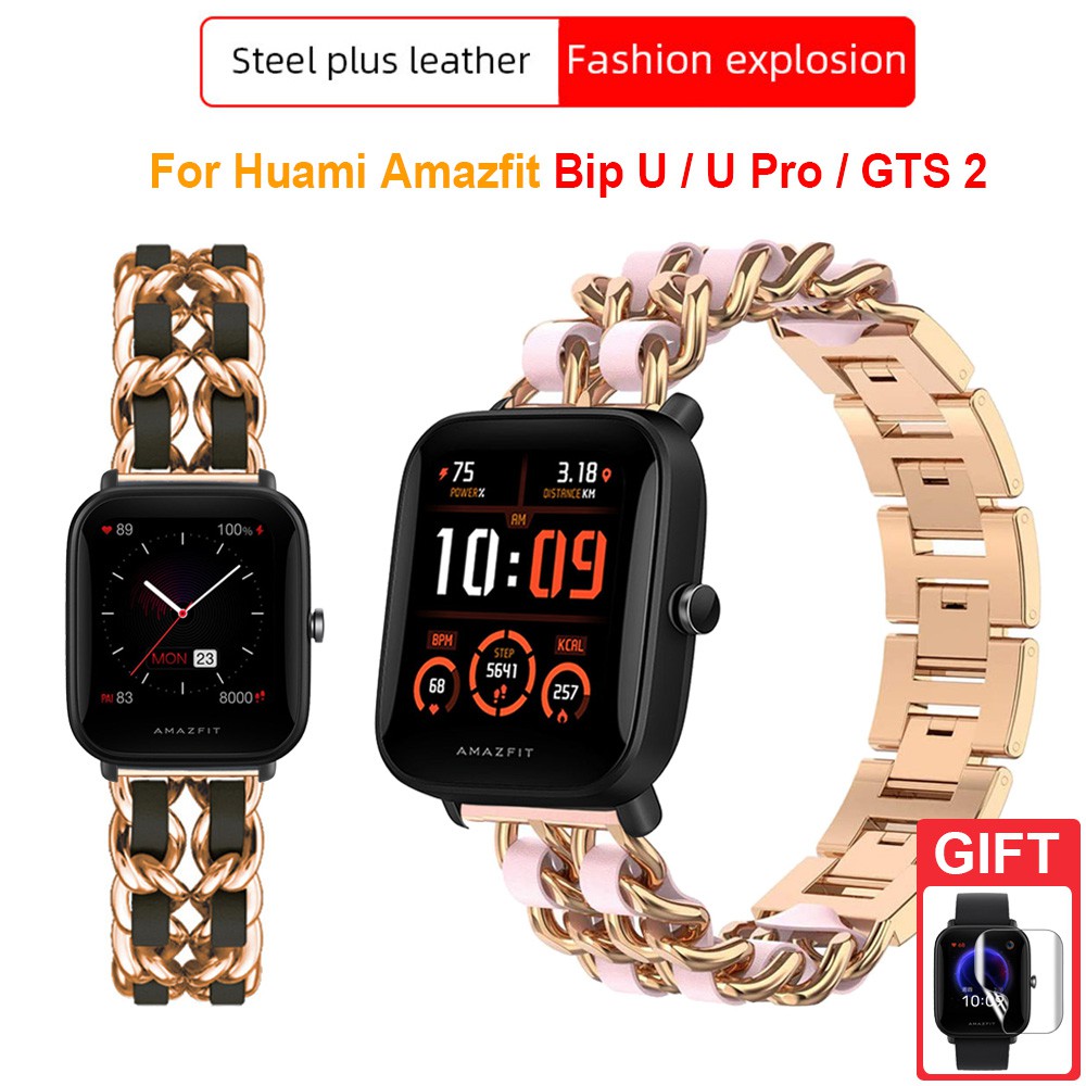 20mm Strap Pulseira Banda De Aço Inoxidável Para Xiaomi Huami Amazônia Bip U Pro S Lite GTS 3 2 Mini GTR 42mm