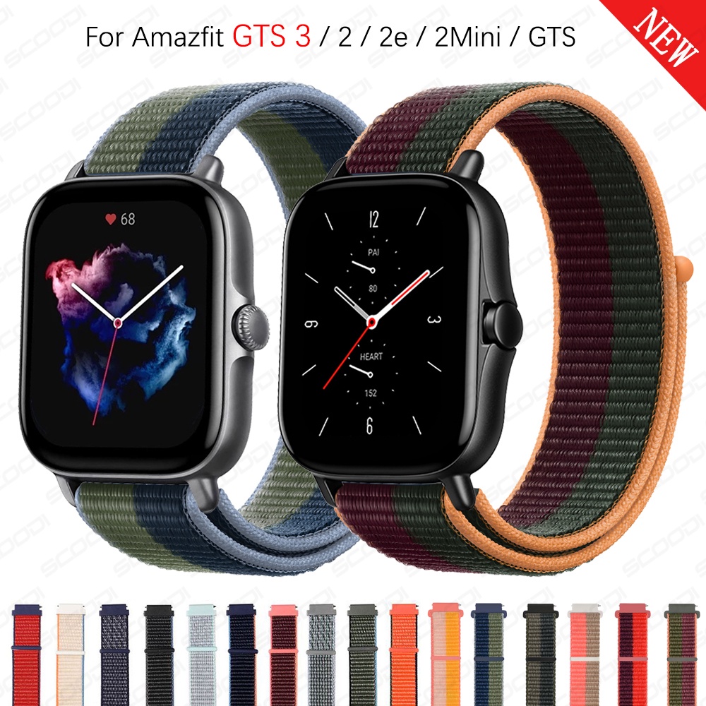 Nylon Loop Tecido Strap Para Xiaomi Huami Amazônia GTS 4 3/2 2e 2mini/GTS 4Mini Faixa De Smartwatch Relógio Inteligente Pulseira