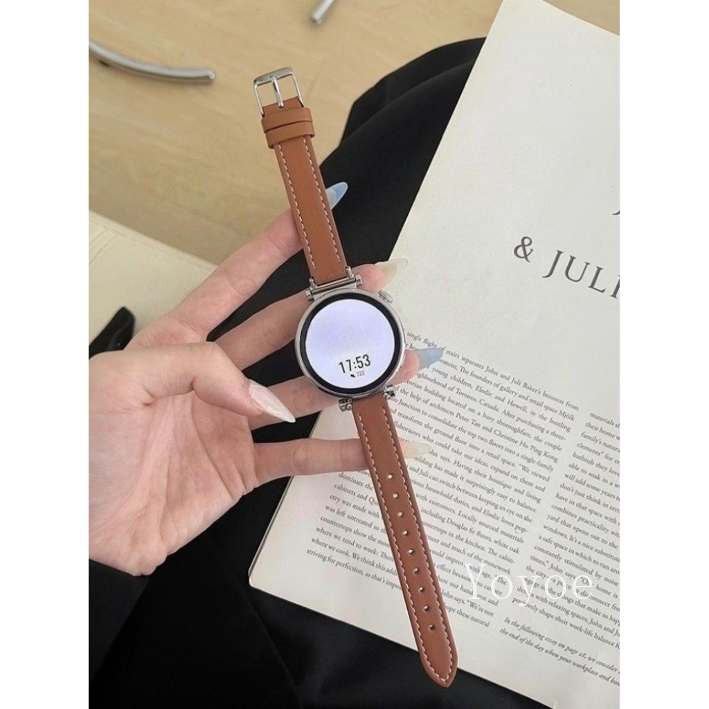 Pulseira Fina De Couro PU Para Samsung Galaxy Watch 8 7/FE/6/5 Pro/4 Classic/active 2 18mm 20mm 22mm Esportiva