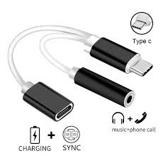 2 Em 1 Auditivo Splitter Conversor Adaptador Usb Tipo-c P2