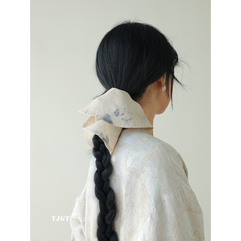 Yiji Guyu Design sentido nicho All-Match Tencel linho Scrunchy anel de cabelo feminino estilo japonês literário High-End