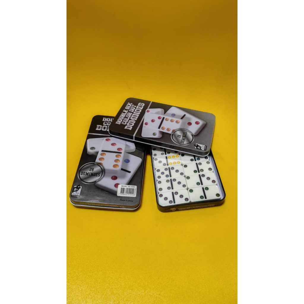 Jogo de Domino na Lata - Caixa de Metal Super Luxo -  Six Color Dot Dominoes