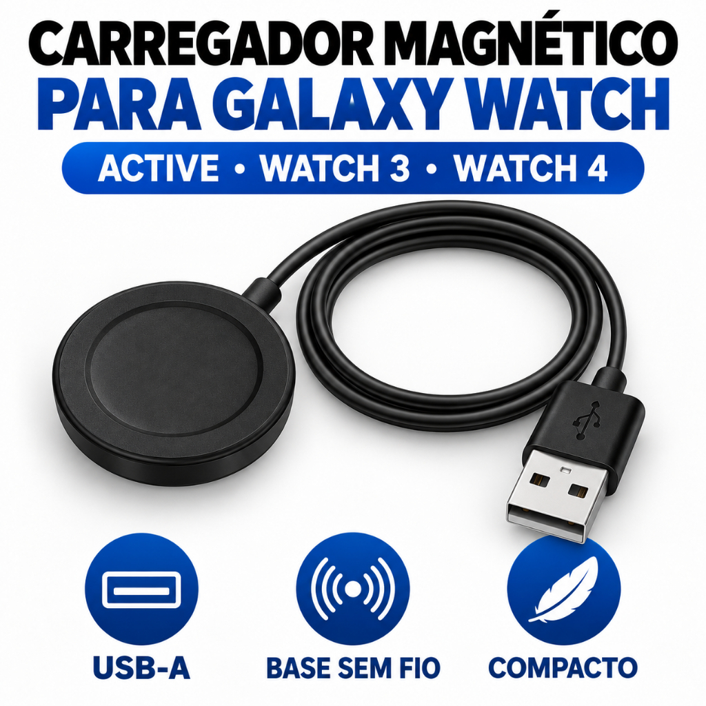 Cabo Carregador Magnético USB para Samsung Galaxy Watch Active 2 Watch 3 Watch 4 Classic
