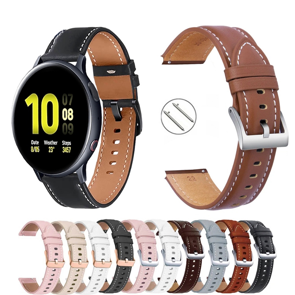 Pulseira 20mm de Couro para Smartwatch Galaxy Active 2 40mm e 44mm de Engate Rapido