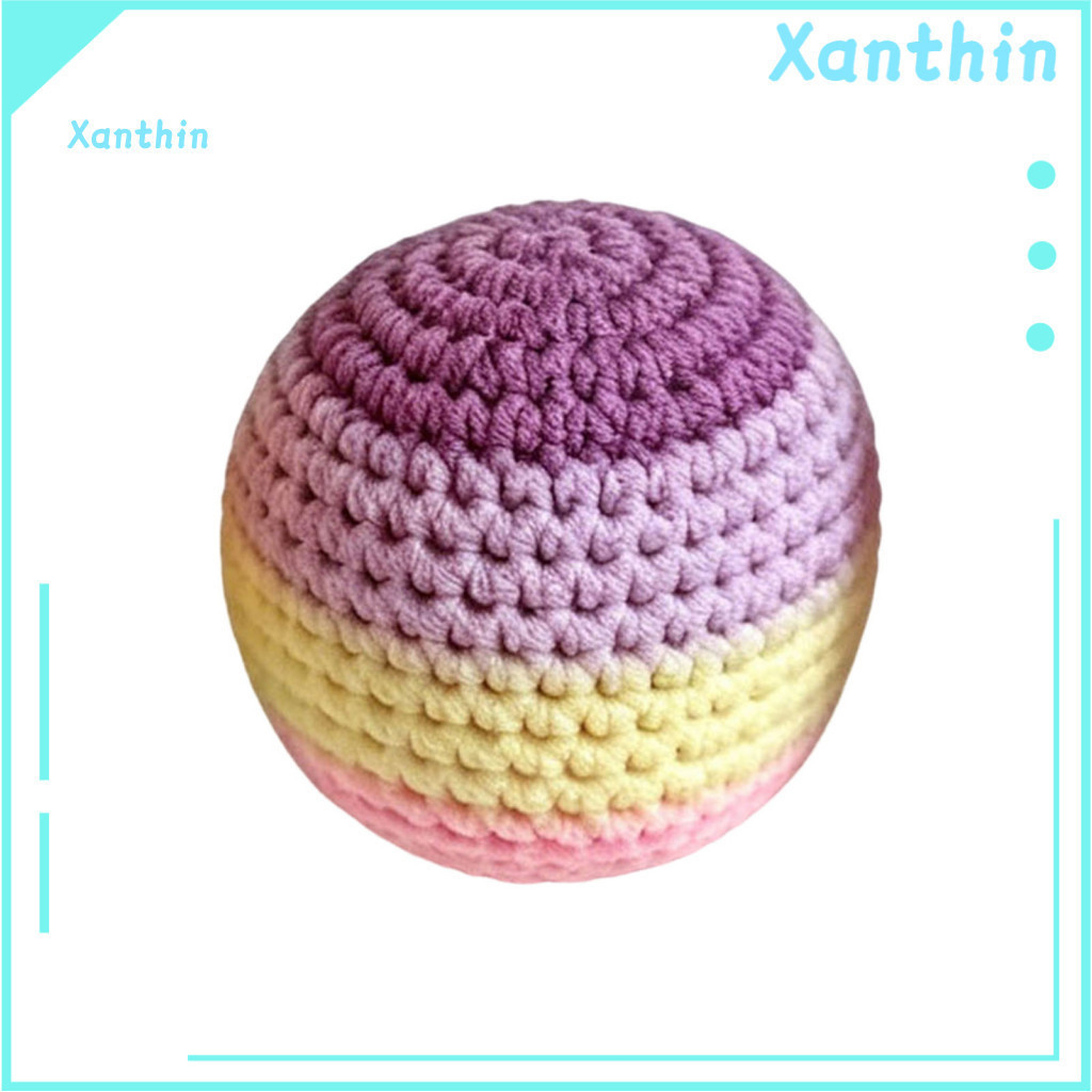 Precision Footbag Balance Training Handmade Rainbow Gradient Crochet – Soft Cotton Yarn Smiling Face Bean Bags for Kid