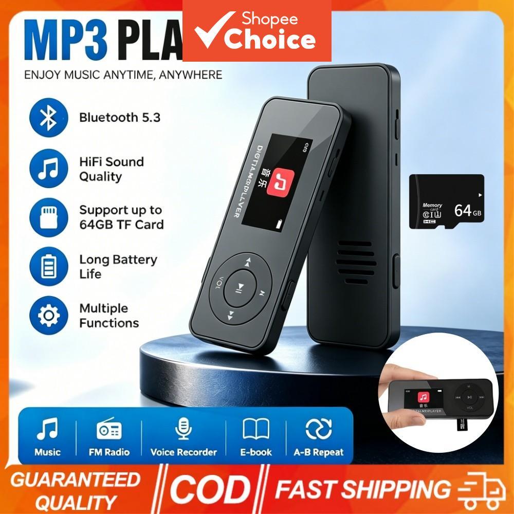 Novo Mini Reprodutor De MP3 Bluetooth 5.3 Tela Colorida Walkman HiFi Lossless Music Player Alto-Falante Embutido Gravado