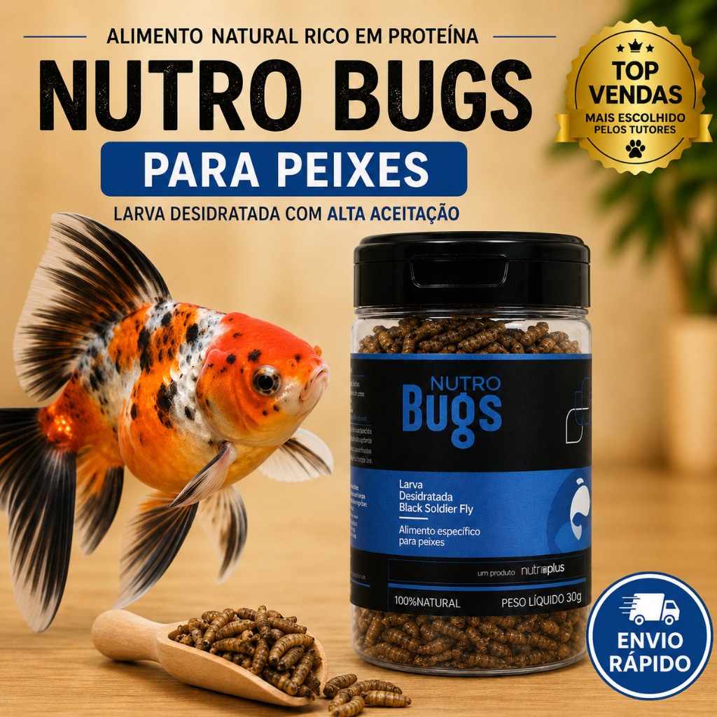 Larva Desidratada para Peixes 30g Alimento Natural Rico em Proteína Nutro Bugs