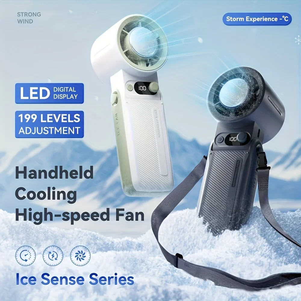 Tiankeplus TF30Ultra Mini Ventilador Turbo Alta Velocidade Cooler 53H Ultra 10000mAh 199 Níveis Visor LED Dobrável