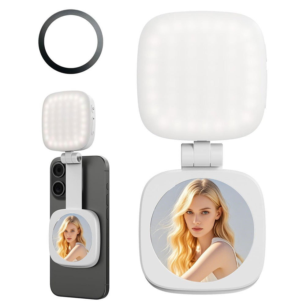Luz De Preenchimento Dobrável Para Telefone Com Sucção Magnética-Recarregável Espelho Live E Foto