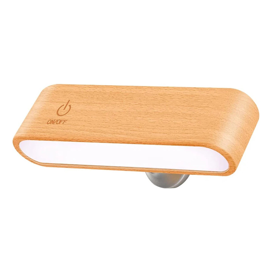 Luminária LED madeira touch magnética recarregável USB com luz ajustável aconchegante decorativa