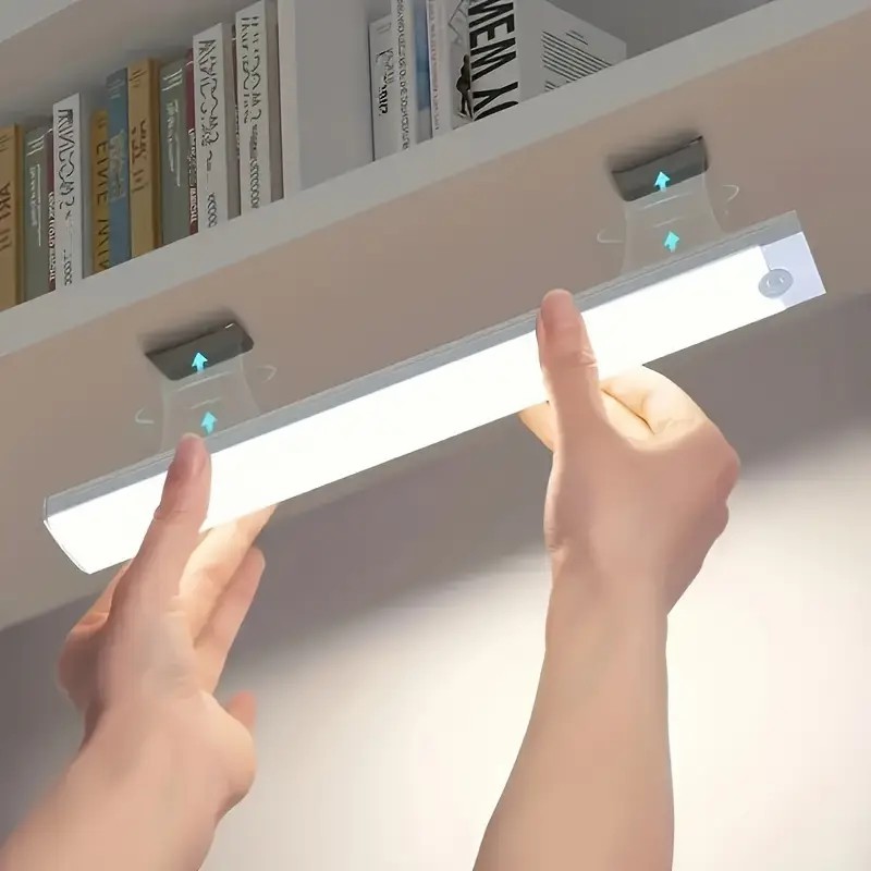 Luz de Sensor de Movimento Recarregável USB - Magnética, Brilho LED Ajustável para Gavetas, Guarda-Roupas