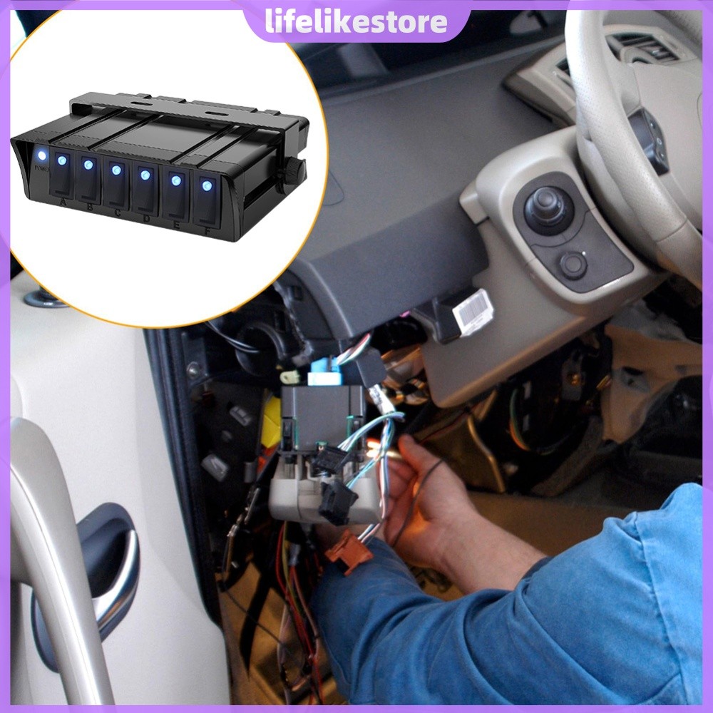 Caixa De Controle De Energia Marinha 6 Gang Rocker Switch 40A Com Indicador De Status LED [lifelikestore.br]