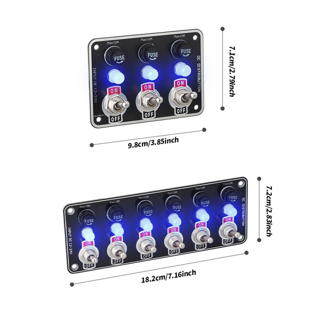 TIK Carro 3/6 Gang Rocker Interruptores Painel 12V/24V Suporte De Fusível Substituível Com Luz Para Acampamento Barco RV