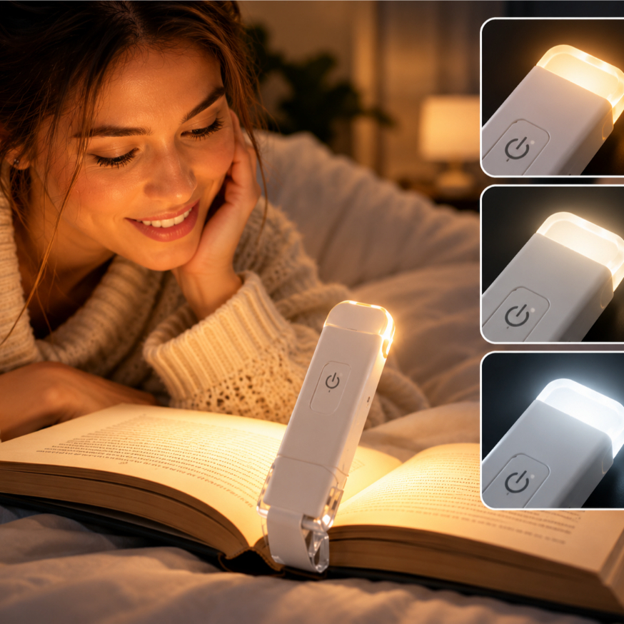 Luz De Leitura De Livros LED Brilho Ajustável USB Clip De Proteção Dos Olhos Portátil Bookmark Light