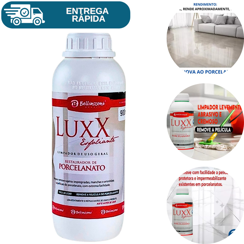 Luxx Esfoliante Restaurador De Porcelanato 900g Bellinzoni Limpeza Brilho Limpador Uso Geral