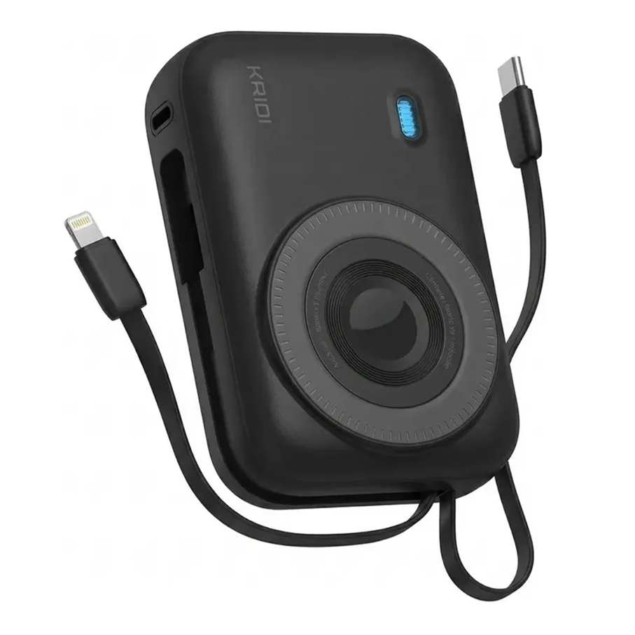 Power Bank KAIDI Carregador Portátil PB-8915 20000mAh Turbo com Cabos Tipo-C e Lightning Wireless