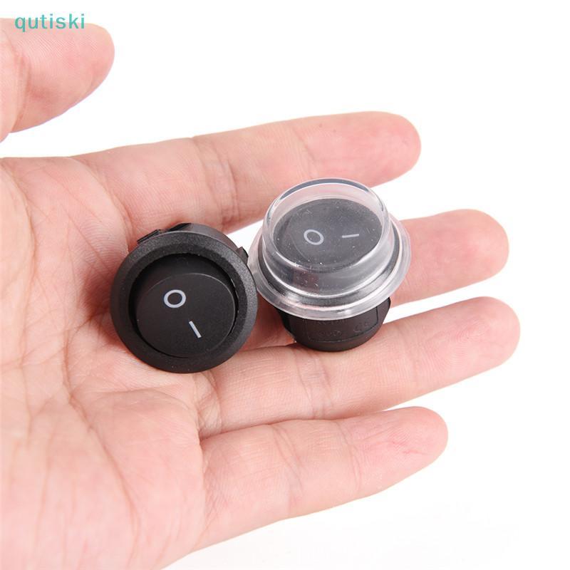 QUTI 1Pc 2 Pinos ON-OFF SPST Round Dot Car Auto Roer Toggle Switch + Capa À Prova D'água