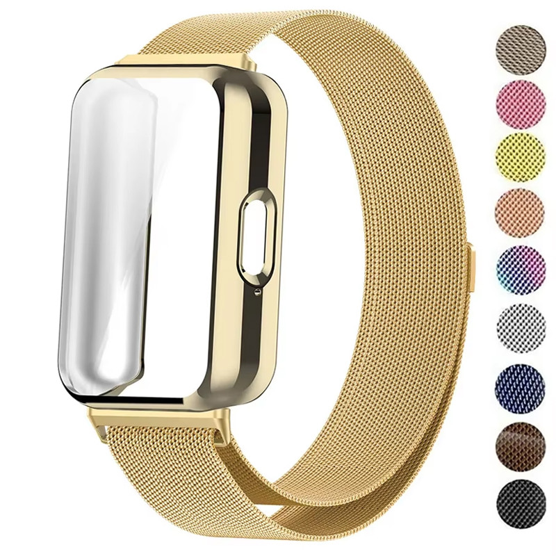 Capa + Pulseira De Metal Para Samsung Galaxy Fit 3 Band E TPU Protetor De Tela Filme Macio Substituição Laço Magnético M