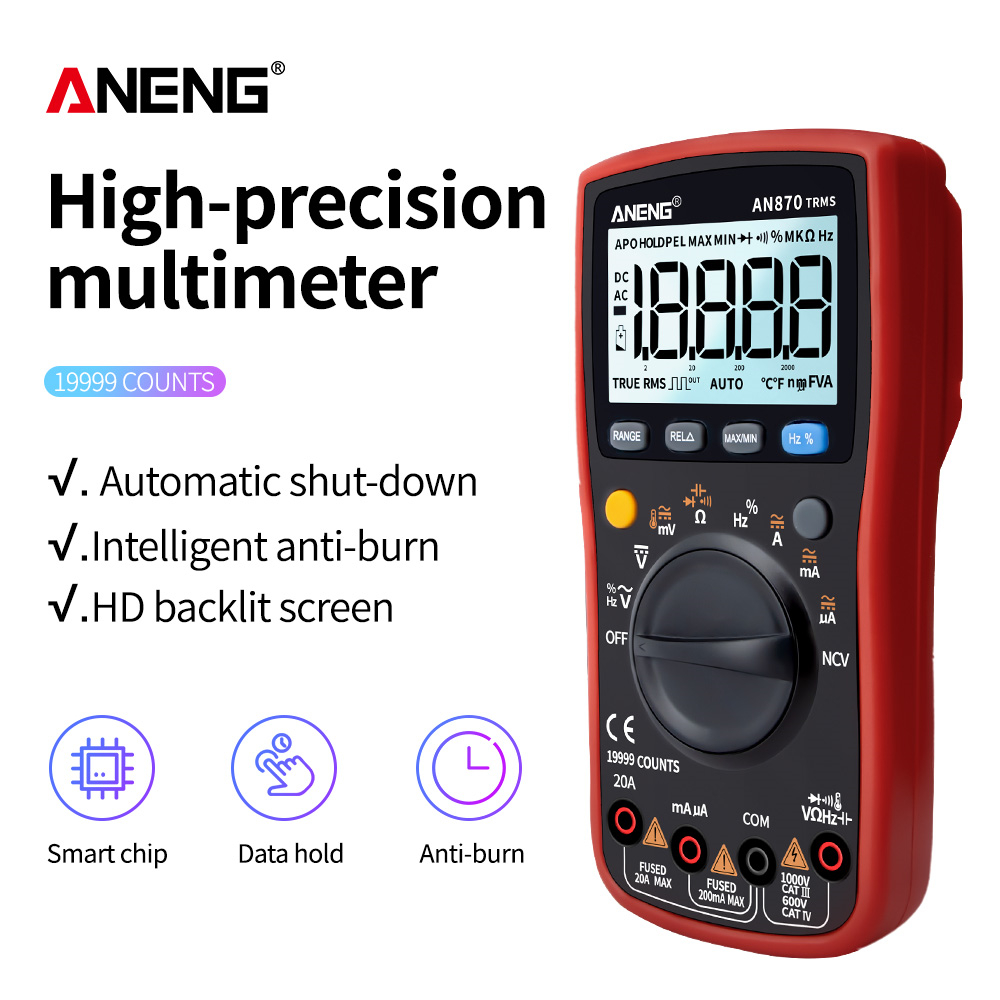 ANENG AN870 19999 Contagens True RMS Multímetro Digital Manual Auto-Faixa NCV AC DC Volt Corrente Resistência