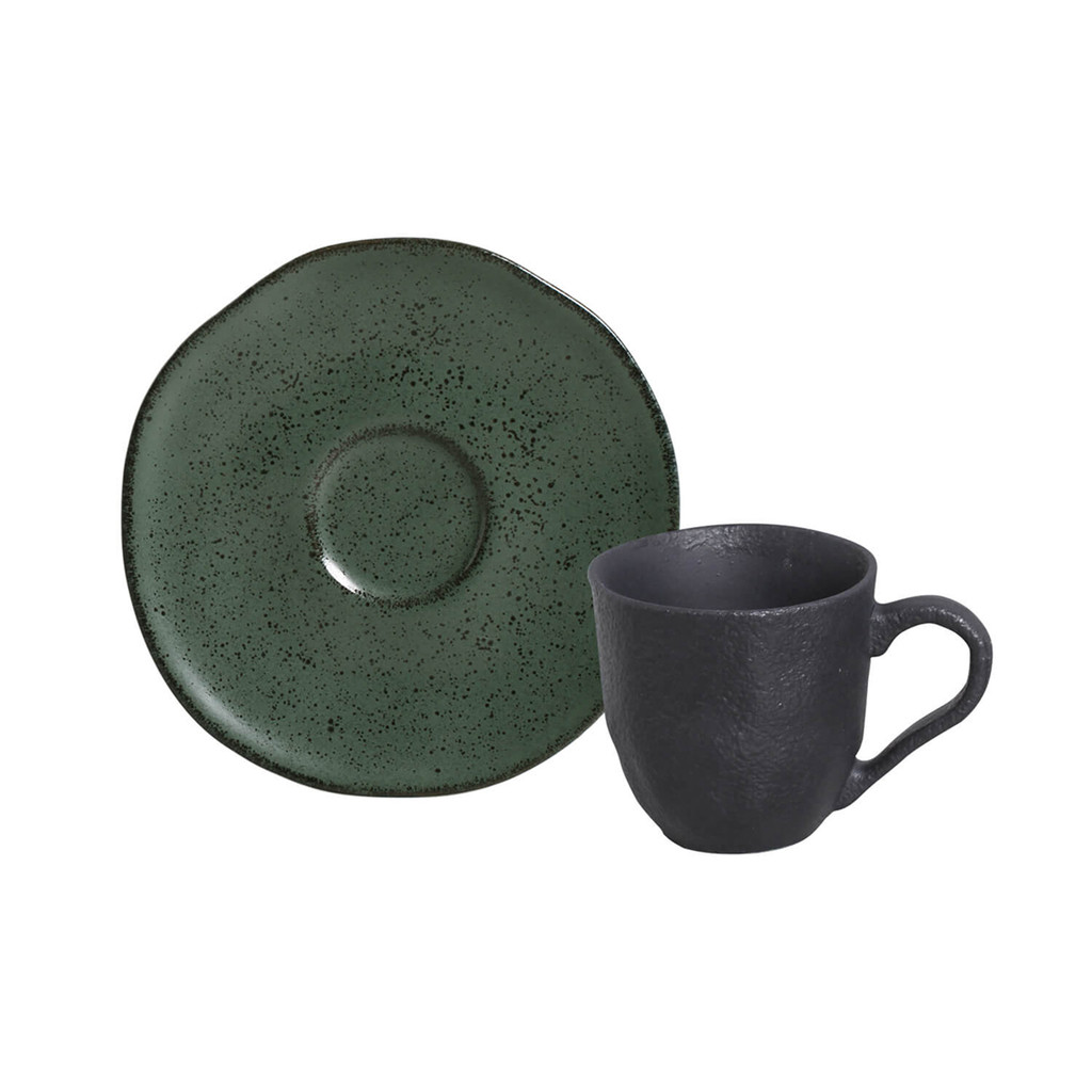 Conjunto 6 Xícaras de Café 120ml Com Pires Stoneware Geo Arauco Porto Brasil