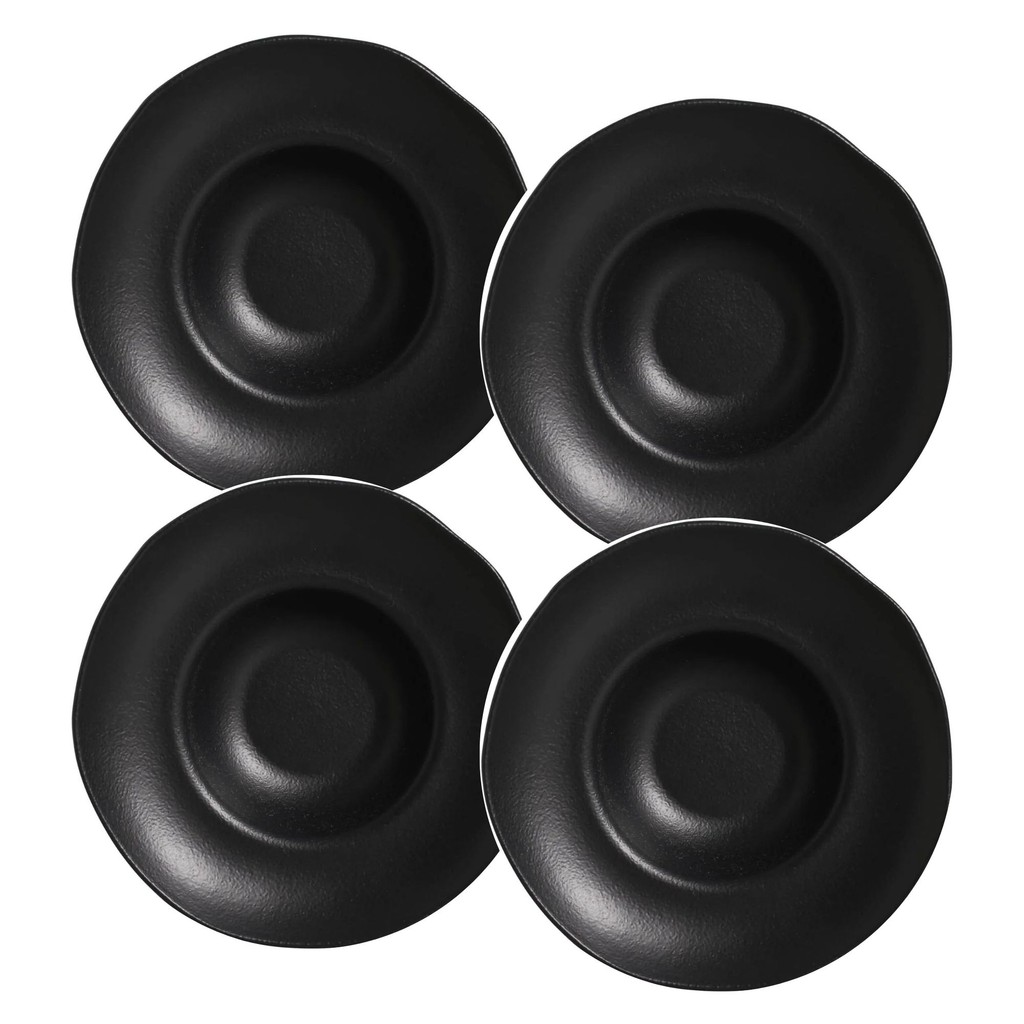 Conjunto de 4 Pratos para Massa Stoneware Orgânico Preto Matte 28cm - Porto Brasil
