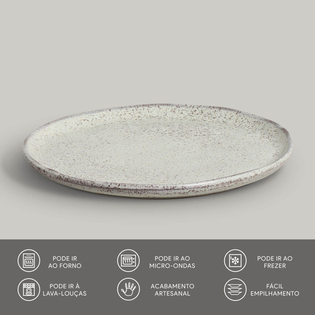 Conjunto de 6 Pratos Sobremesa Stoneware Bio Pistache 21cm - Porto Brasil