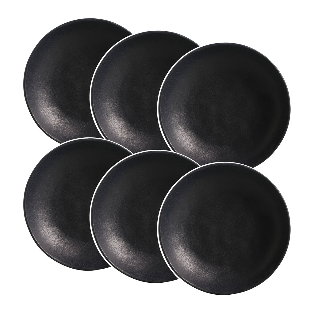 Conjunto de 6 Pratos Fundo Stoneware Bio Preto Matte 25cm - Porto Brasil