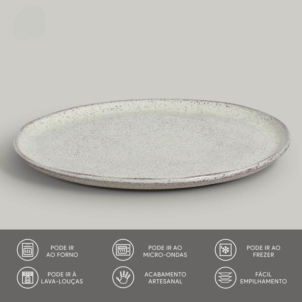 Conjunto de 6 Pratos Raso Stoneware Bio Pistache 27cm - Porto Brasil
