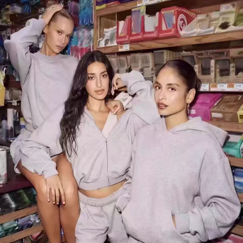 OGI0 Skims Sweatshirts and sweatpants cottonfleece Classic autumn/winter kangaroo-style loose-fit casual hooded set