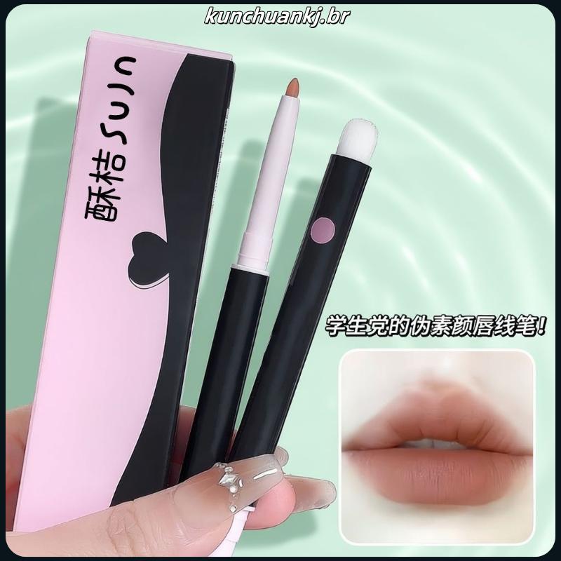 One Stroke Three-Use Double-Headed Lip Liner Outline Deitado Silkworm Pen Caneta de dupla utilização Br
