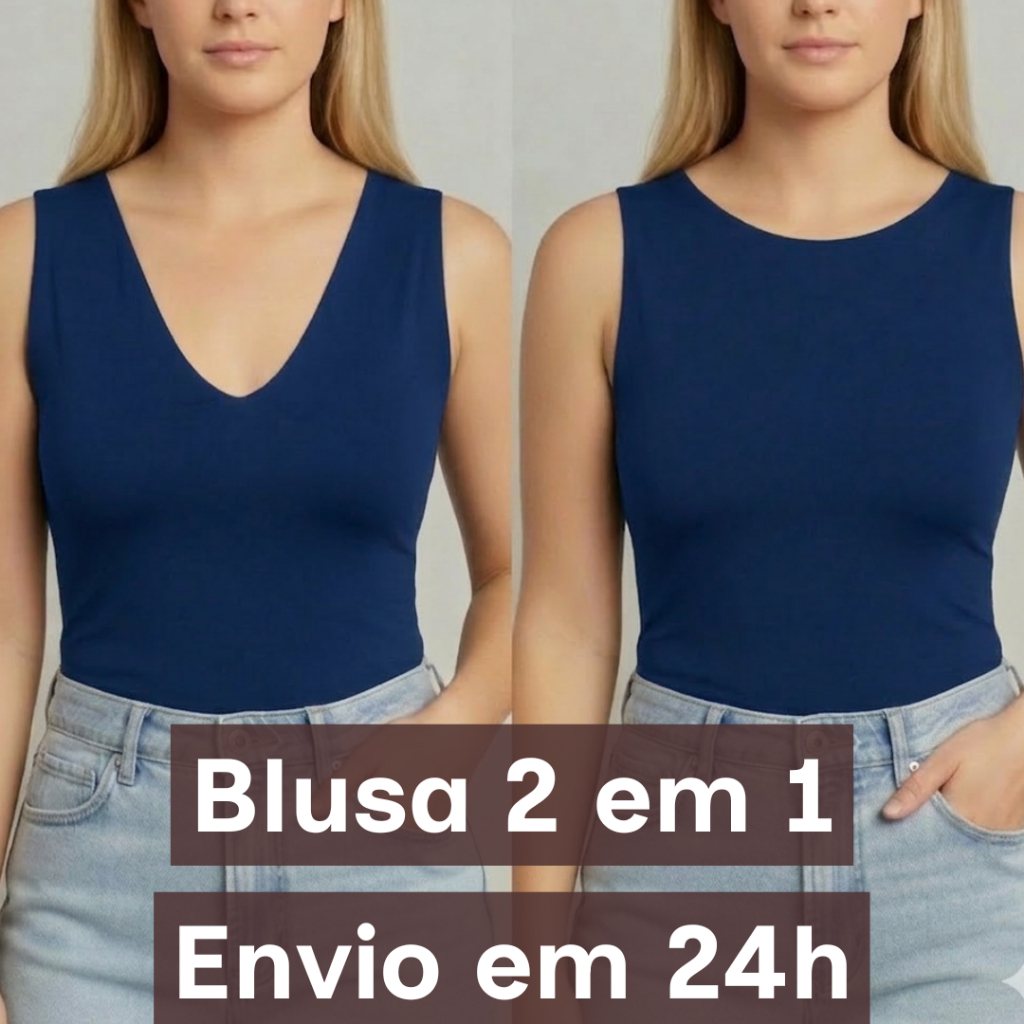 Regata Blusa Dupla 2 em 1 em Suplex Premium com Forro Elegante Casual Justa Use em V ou Gola Redonda Conforto Premium