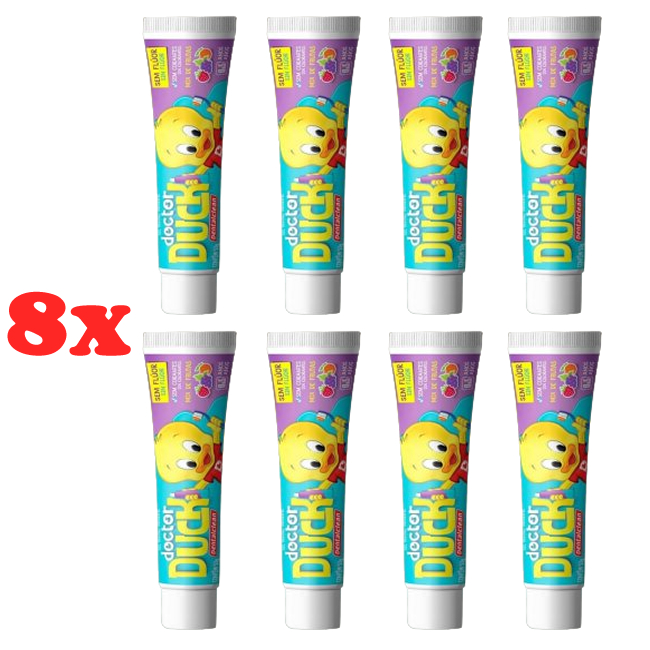 8x Gel Dental Doctor Duck sem Fluor Mix de Frutas 50g