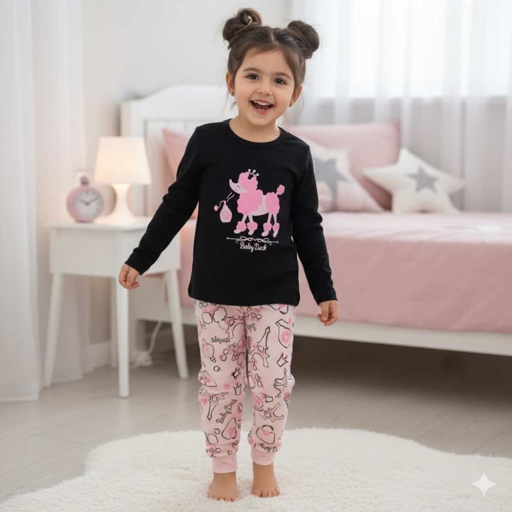 Pijama Infantil Menina Estampado Camiseta Manga Longa com Calça Baby Duck