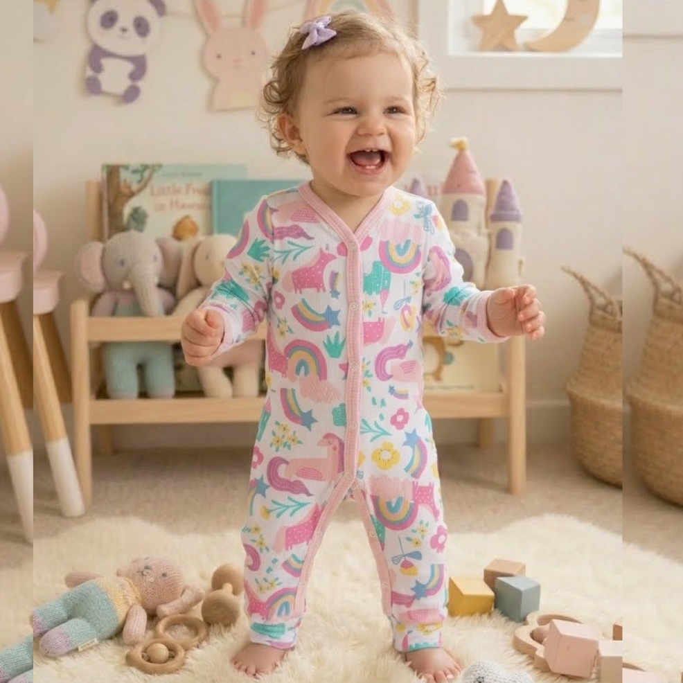 Macacão Bebe Manga Longa M/Malha Varias Cores Baby Duck