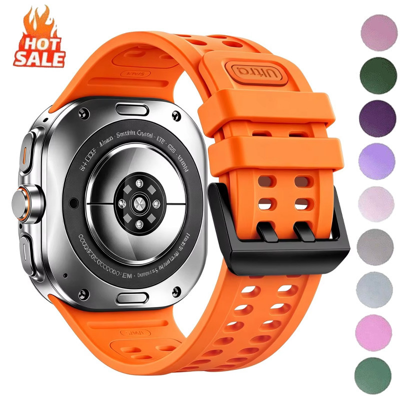 Pulseiras De Silicone Macio Para Samsung Galaxy Watch Ultra 1 2 47mm Banda Marinha 2024 2025 2026 Cinto Respirável