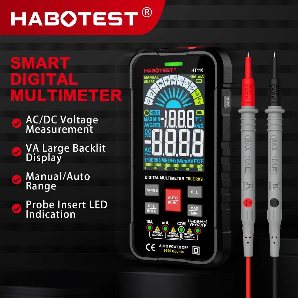 HABOTEST HT116 Multímetro Digital Auto Range 1000V 10A Tester Medidor True RMS Smart Multit