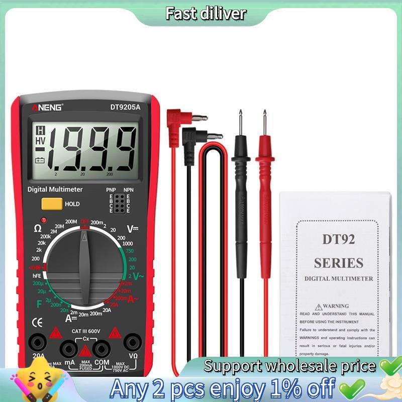 DT9205A Multímetro Digital Transistor Tester Medidor De Teste NCV Elétrico Profissional Analógico Auto Range Vermelho